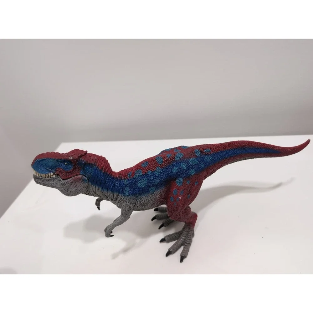 Schleich Tyrannosaurus Rex Dinosaur Figure T-Rex Red & Blue Used Movable Jaw